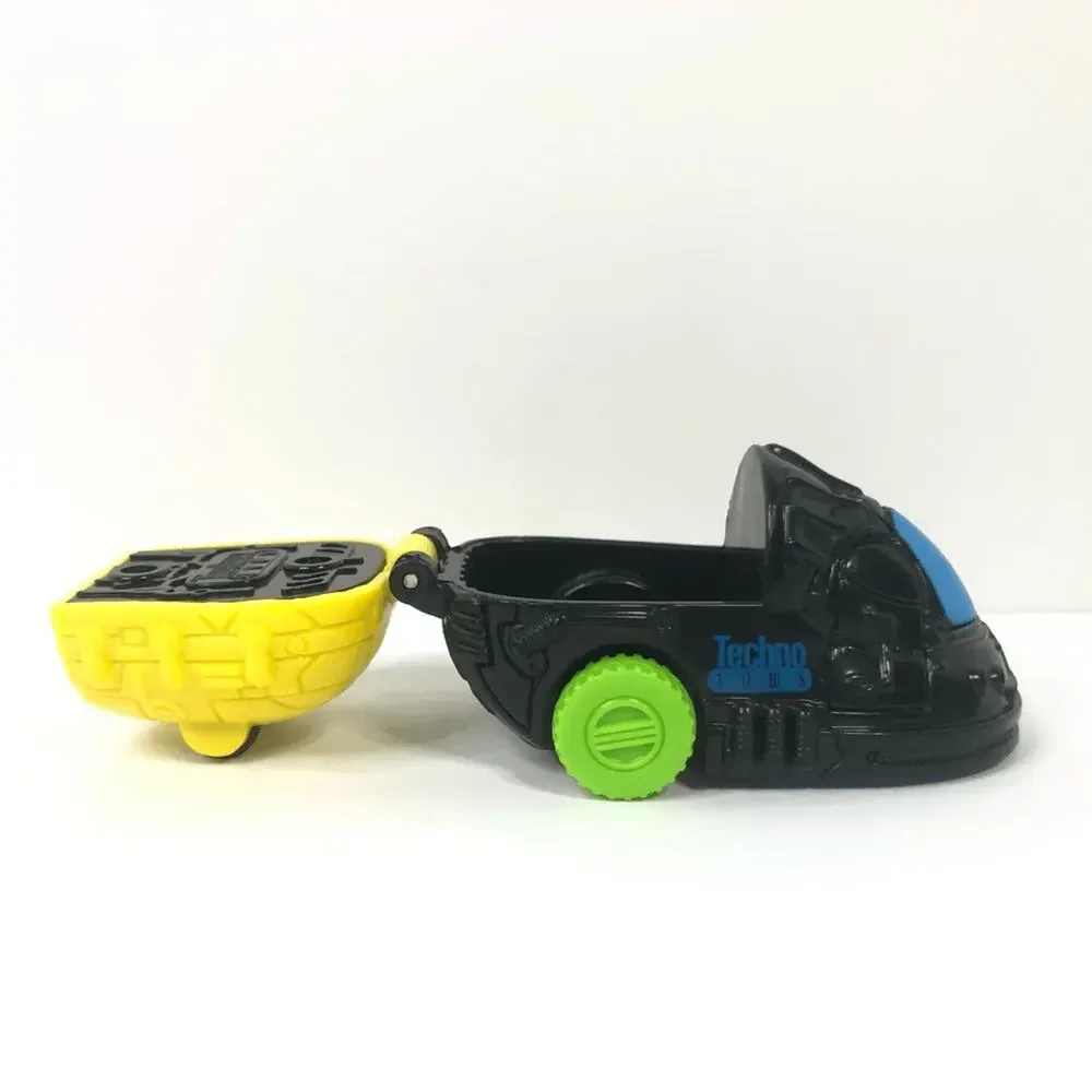 Vintage Techno Toons‎ Bullyland Wind Up Toy Car Black Yellow Neon Green 1995